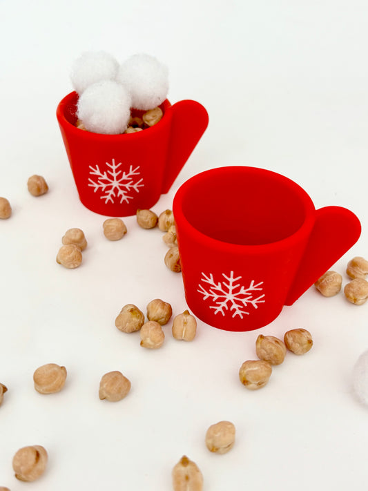 Ensemble de 2 tasses rouges avec flocon ❄️