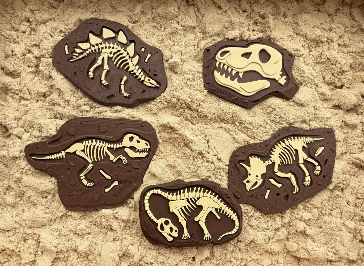 🦖 Ensemble de 5 fossiles de dinosaures